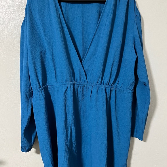 H&M Divided Blue V-Neck Empire Waist Long Sleeve Tunic Dress XXL - Picture 1 of 5